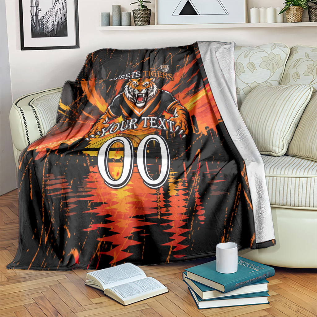 Personalised Wests Tigers City Of Rugby Blanket Sydney City Skyline Illustration Sport Fan