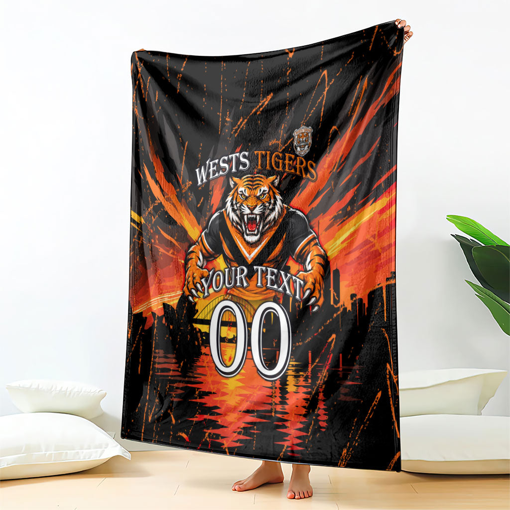 Personalised Wests Tigers City Of Rugby Blanket Sydney City Skyline Illustration Sport Fan