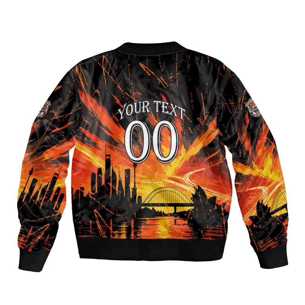 Personalised Wests Tigers City Of Rugby Bomber Jacket Sydney City Skyline Illustration Sport Fan
