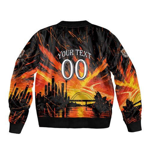 Personalised Wests Tigers City Of Rugby Bomber Jacket Sydney City Skyline Illustration Sport Fan