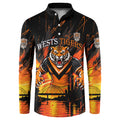 Personalised Wests Tigers City Of Rugby Button Sweatshirt Sydney City Skyline Illustration Sport Fan