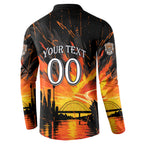 Personalised Wests Tigers City Of Rugby Button Sweatshirt Sydney City Skyline Illustration Sport Fan