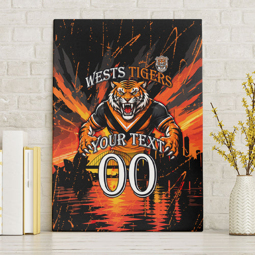 Personalised Wests Tigers City Of Rugby Canvas Wall Art Sydney City Skyline Illustration Sport Fan
