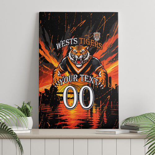 Personalised Wests Tigers City Of Rugby Canvas Wall Art Sydney City Skyline Illustration Sport Fan