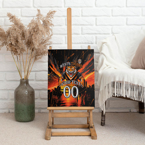 Personalised Wests Tigers City Of Rugby Canvas Wall Art Sydney City Skyline Illustration Sport Fan