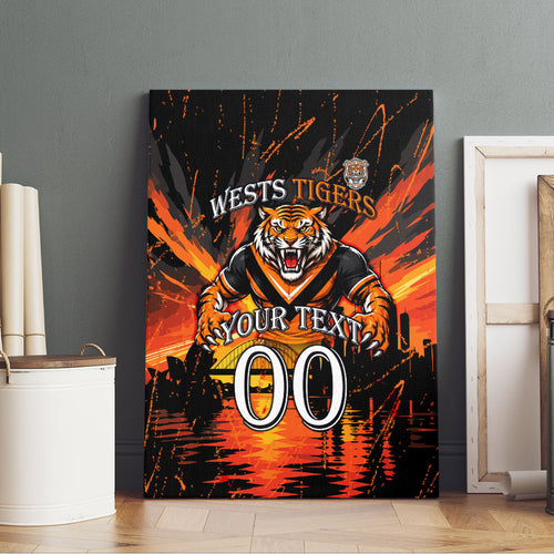 Personalised Wests Tigers City Of Rugby Canvas Wall Art Sydney City Skyline Illustration Sport Fan