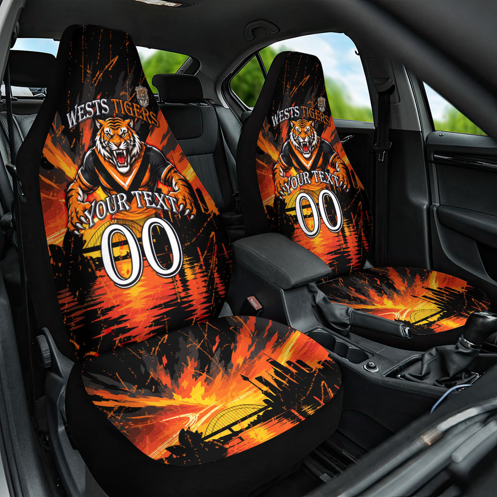 Personalised Wests Tigers City Of Rugby Car Seat Cover Sydney City Skyline Illustration Sport Fan