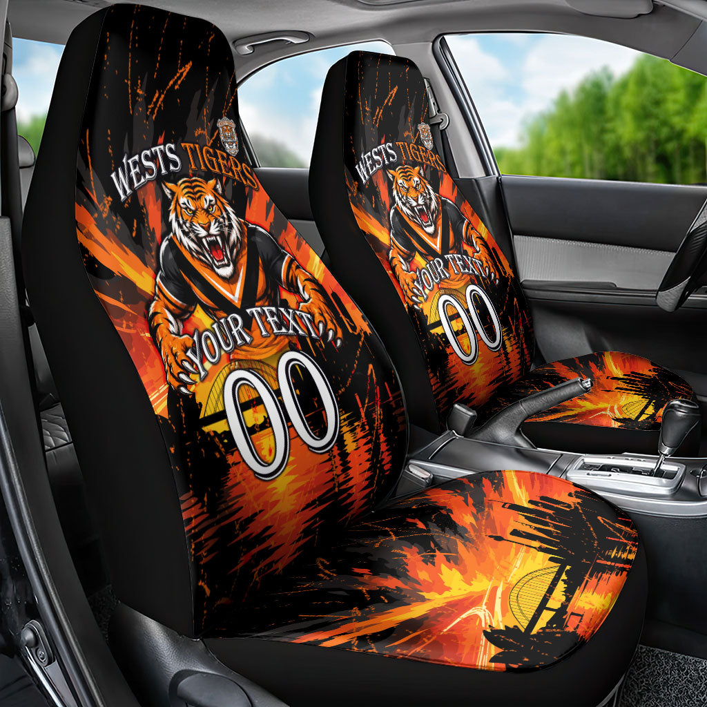 Personalised Wests Tigers City Of Rugby Car Seat Cover Sydney City Skyline Illustration Sport Fan