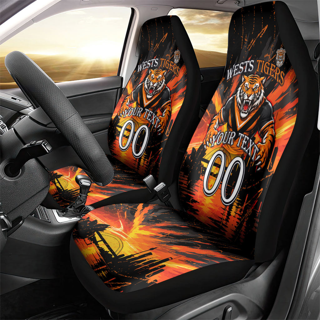 Personalised Wests Tigers City Of Rugby Car Seat Cover Sydney City Skyline Illustration Sport Fan
