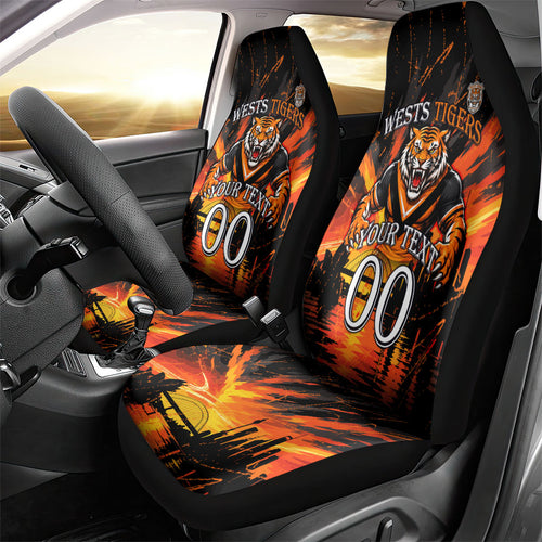 Personalised Wests Tigers City Of Rugby Car Seat Cover Sydney City Skyline Illustration Sport Fan