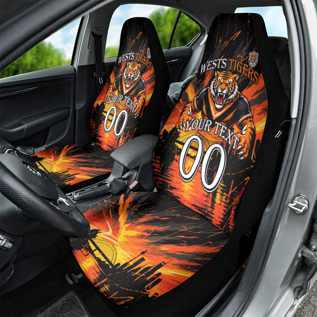 Personalised Wests Tigers City Of Rugby Car Seat Cover Sydney City Skyline Illustration Sport Fan