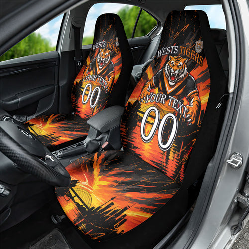 Personalised Wests Tigers City Of Rugby Car Seat Cover Sydney City Skyline Illustration Sport Fan
