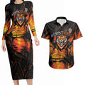 Personalised Wests Tigers City Of Rugby Couples Matching Long Sleeve Bodycon Dress and Hawaiian Shirt Sydney City Skyline Illustration Sport Fan