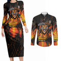 Personalised Wests Tigers City Of Rugby Couples Matching Long Sleeve Bodycon Dress and Long Sleeve Button Shirt Sydney City Skyline Illustration Sport Fan