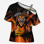 Personalised Wests Tigers City Of Rugby Cross Shoulder Shirt Sydney City Skyline Illustration Sport Fan
