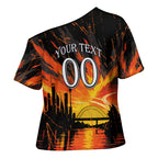 Personalised Wests Tigers City Of Rugby Cross Shoulder Shirt Sydney City Skyline Illustration Sport Fan
