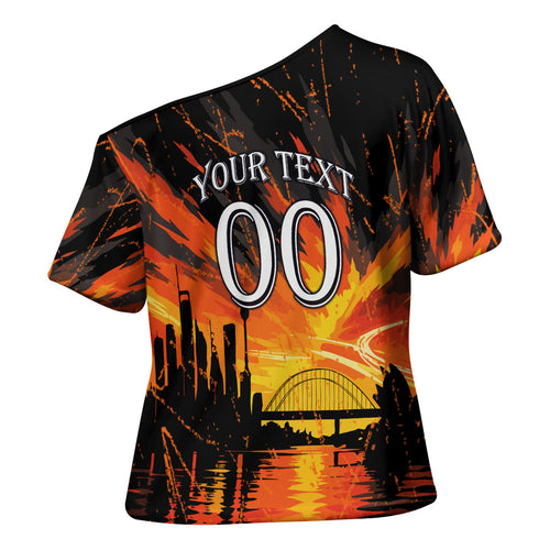 Personalised Wests Tigers City Of Rugby Cross Shoulder Shirt Sydney City Skyline Illustration Sport Fan