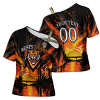 Personalised Wests Tigers City Of Rugby Cross Shoulder Shirt Sydney City Skyline Illustration Sport Fan