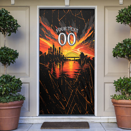 Personalised Wests Tigers City Of Rugby Door Cover Sydney City Skyline Illustration Sport Fan