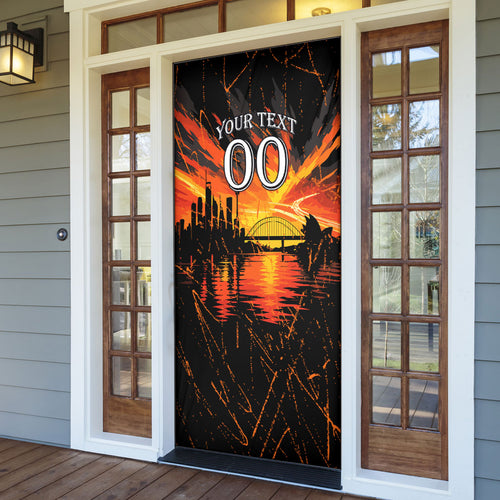 Personalised Wests Tigers City Of Rugby Door Cover Sydney City Skyline Illustration Sport Fan