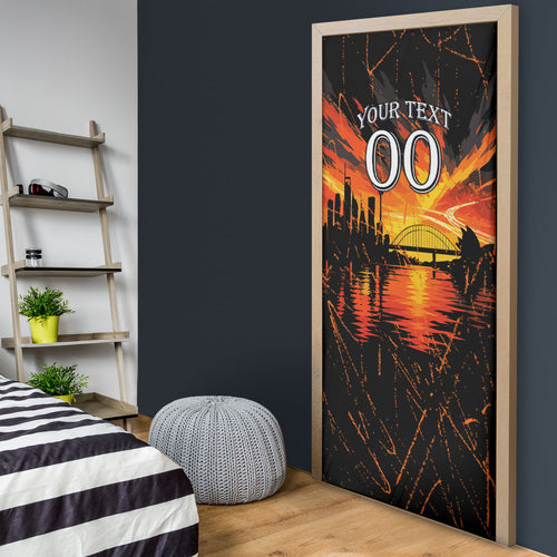Personalised Wests Tigers City Of Rugby Door Cover Sydney City Skyline Illustration Sport Fan
