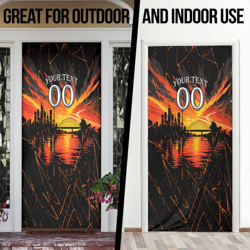 Personalised Wests Tigers City Of Rugby Door Cover Sydney City Skyline Illustration Sport Fan