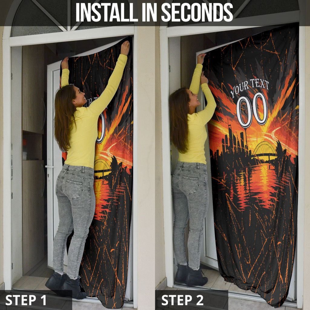 Personalised Wests Tigers City Of Rugby Door Cover Sydney City Skyline Illustration Sport Fan