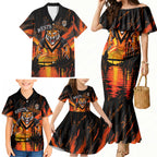 Personalised Wests Tigers City Of Rugby Family Matching Mermaid Dress and Hawaiian Shirt Sydney City Skyline Illustration Sport Fan