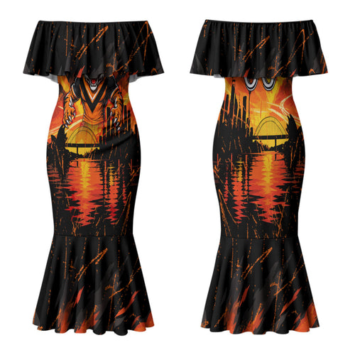 Personalised Wests Tigers City Of Rugby Family Matching Mermaid Dress and Hawaiian Shirt Sydney City Skyline Illustration Sport Fan