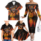 Personalised Wests Tigers City Of Rugby Family Matching Off The Shoulder Long Sleeve Dress and Hawaiian Shirt Sydney City Skyline Illustration Sport Fan