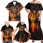 Personalised Wests Tigers City Of Rugby Family Matching Off Shoulder Maxi Dress and Hawaiian Shirt Sydney City Skyline Illustration Sport Fan