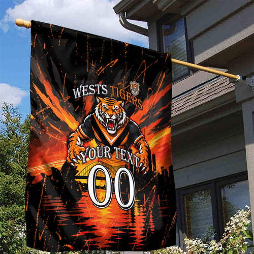 Personalised Wests Tigers City Of Rugby Garden Flag Sydney City Skyline Illustration Sport Fan