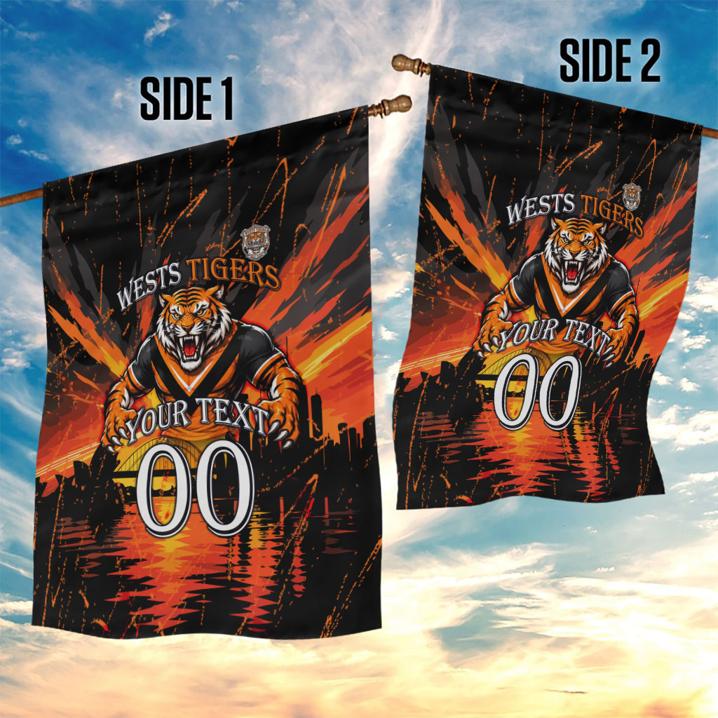 Personalised Wests Tigers City Of Rugby Garden Flag Sydney City Skyline Illustration Sport Fan