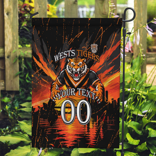 Personalised Wests Tigers City Of Rugby Garden Flag Sydney City Skyline Illustration Sport Fan