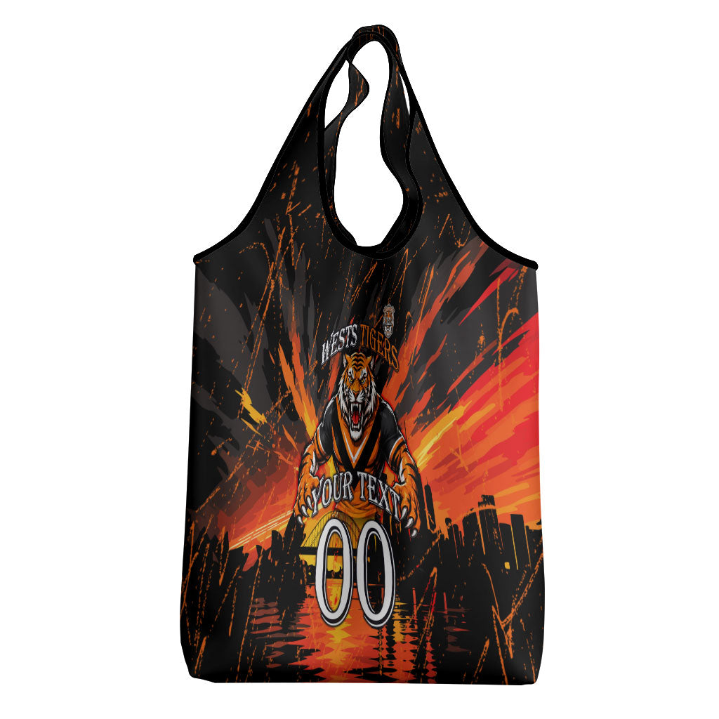 Personalised Wests Tigers City Of Rugby Grocery Bag Sydney City Skyline Illustration Sport Fan