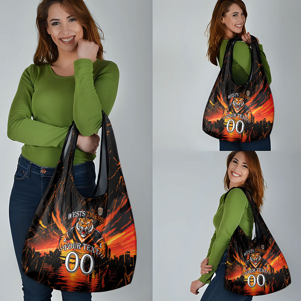 Personalised Wests Tigers City Of Rugby Grocery Bag Sydney City Skyline Illustration Sport Fan