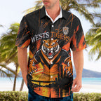 Personalised Wests Tigers City Of Rugby Hawaiian Shirt Sydney City Skyline Illustration Sport Fan