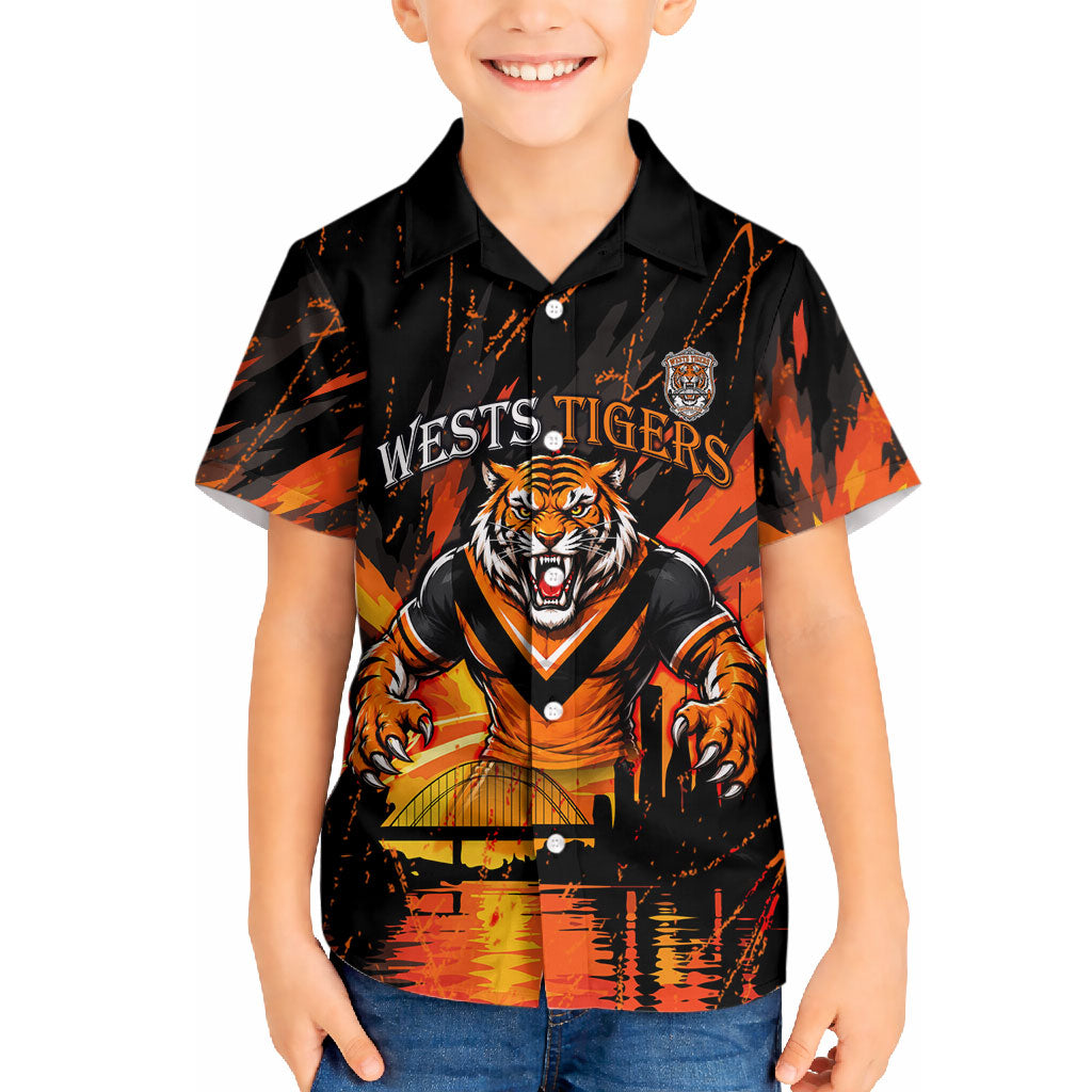Personalised Wests Tigers City Of Rugby Hawaiian Shirt Sydney City Skyline Illustration Sport Fan