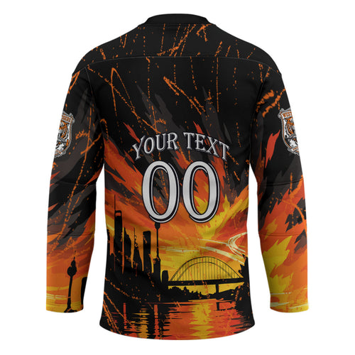Personalised Wests Tigers City Of Rugby Hockey Jersey Sydney City Skyline Illustration Sport Fan