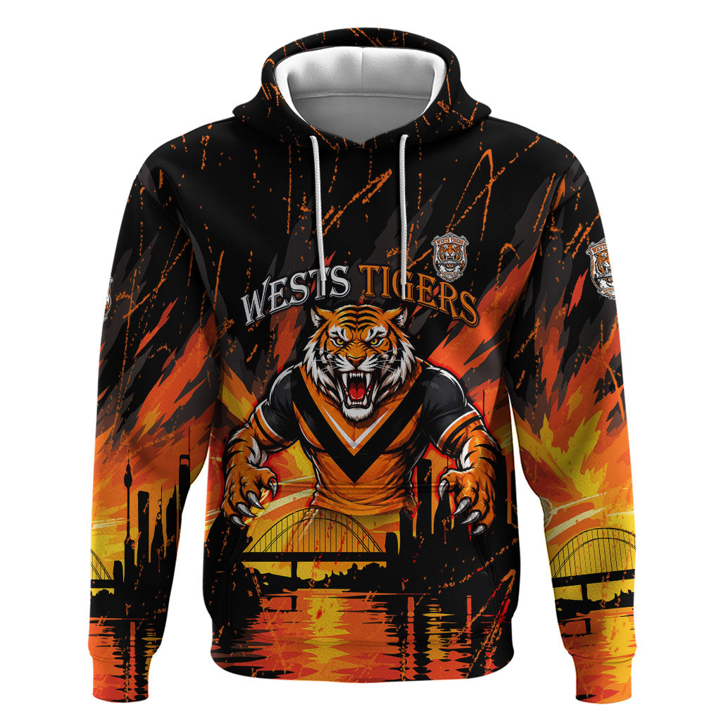 Personalised Wests Tigers City Of Rugby Hoodie Sydney City Skyline Illustration Sport Fan