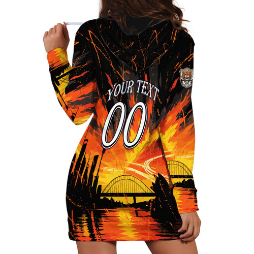 Personalised Wests Tigers City Of Rugby Hoodie Dress Sydney City Skyline Illustration Sport Fan