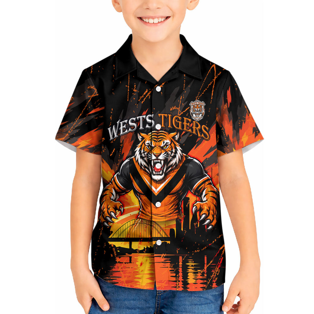 Personalised Wests Tigers City Of Rugby Kid Hawaiian Shirt Sydney City Skyline Illustration Sport Fan