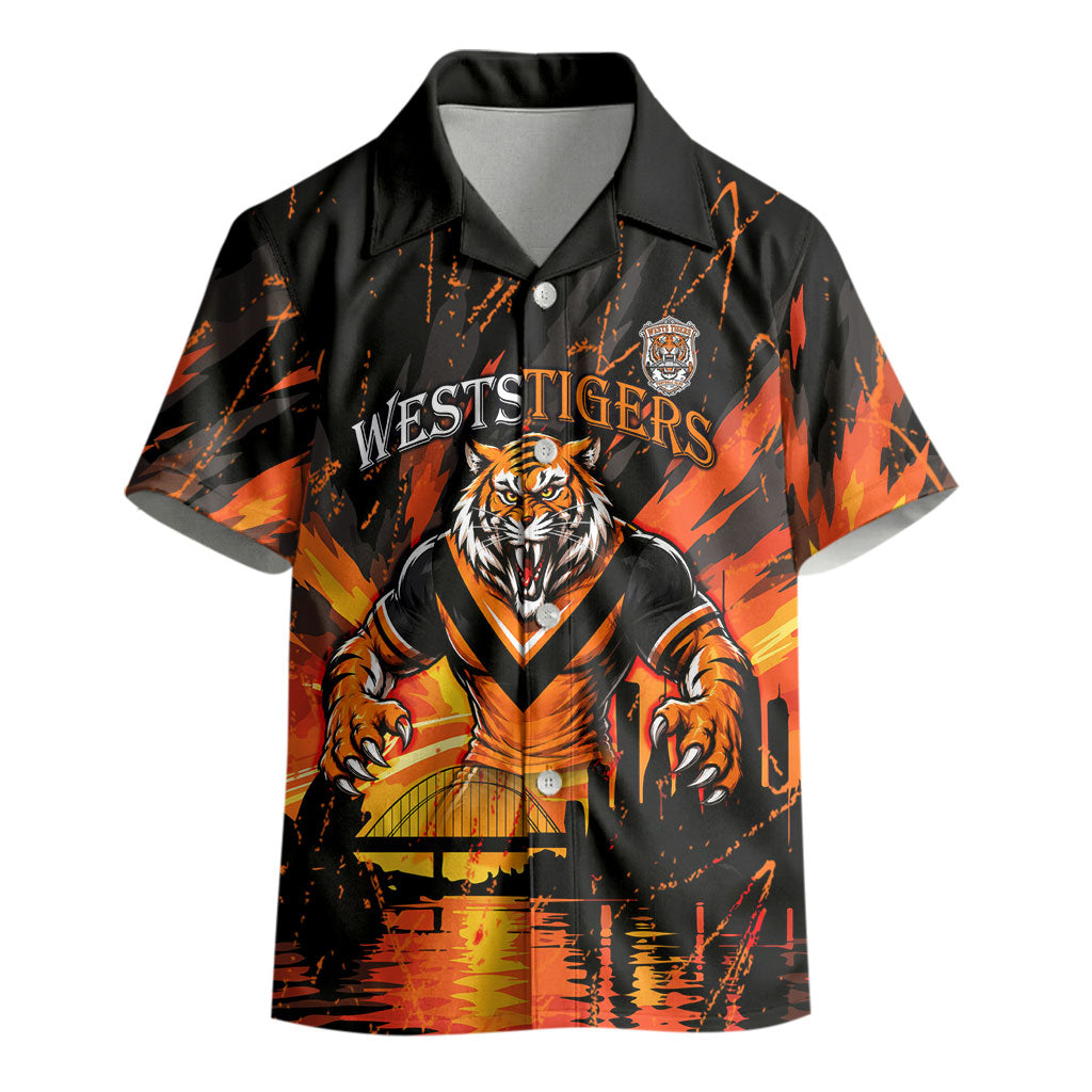 Personalised Wests Tigers City Of Rugby Kid Hawaiian Shirt Sydney City Skyline Illustration Sport Fan