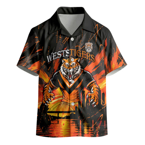 Personalised Wests Tigers City Of Rugby Kid Hawaiian Shirt Sydney City Skyline Illustration Sport Fan
