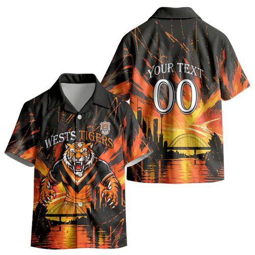 Personalised Wests Tigers City Of Rugby Kid Hawaiian Shirt Sydney City Skyline Illustration Sport Fan