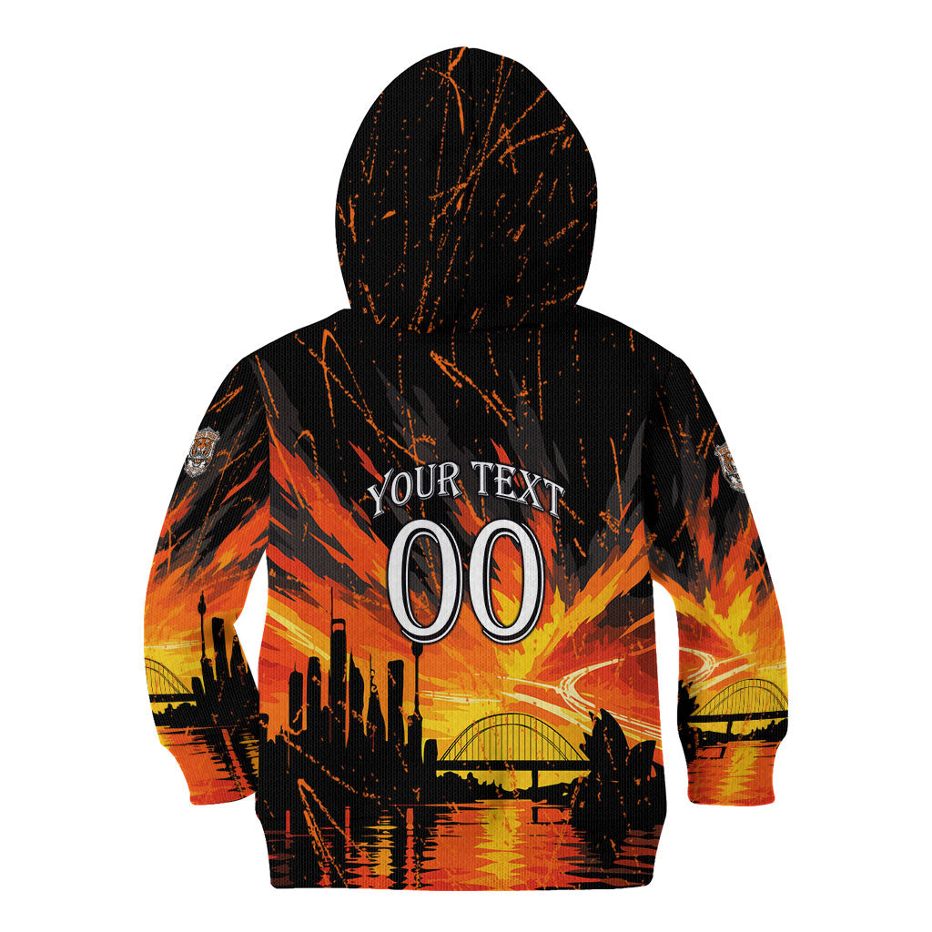 Personalised Wests Tigers City Of Rugby Kid Hoodie Sydney City Skyline Illustration Sport Fan