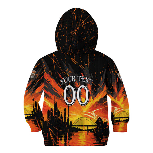 Personalised Wests Tigers City Of Rugby Kid Hoodie Sydney City Skyline Illustration Sport Fan