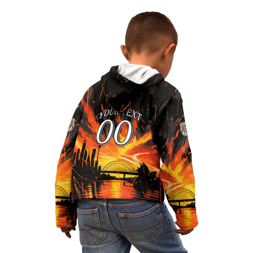 Personalised Wests Tigers City Of Rugby Kid Hoodie Sydney City Skyline Illustration Sport Fan