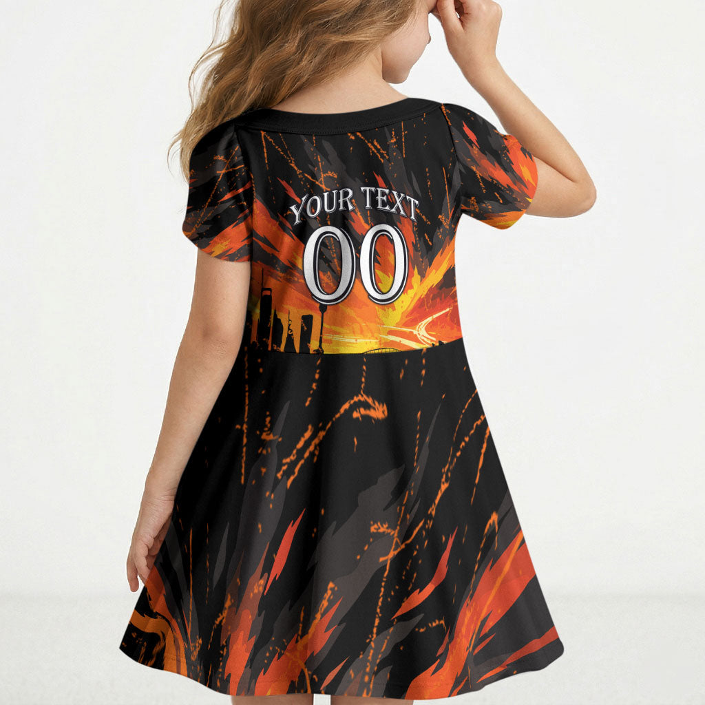 Personalised Wests Tigers City Of Rugby Kid Short Sleeve Dress Sydney City Skyline Illustration Sport Fan