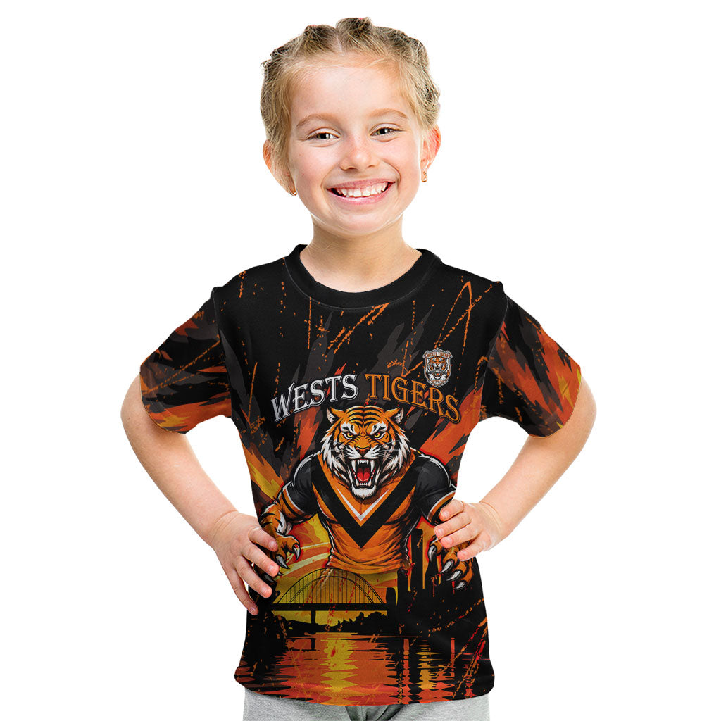 Personalised Wests Tigers City Of Rugby Kid T Shirt Sydney City Skyline Illustration Sport Fan